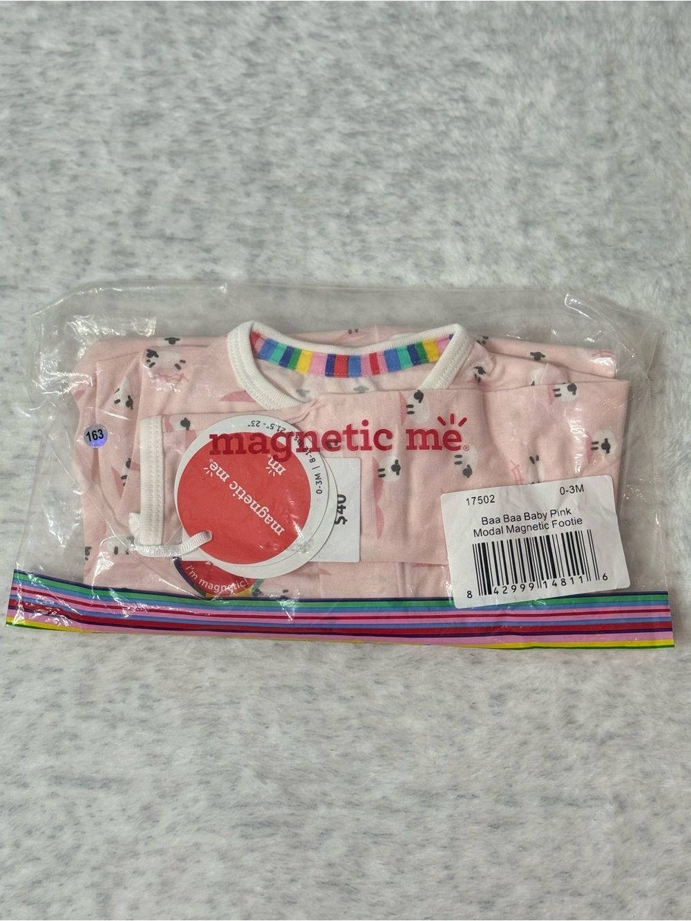 NWT Magnetic Me Pink Sheep Print Footie Sleeper 0-3M Baby Girl Modal Lamb